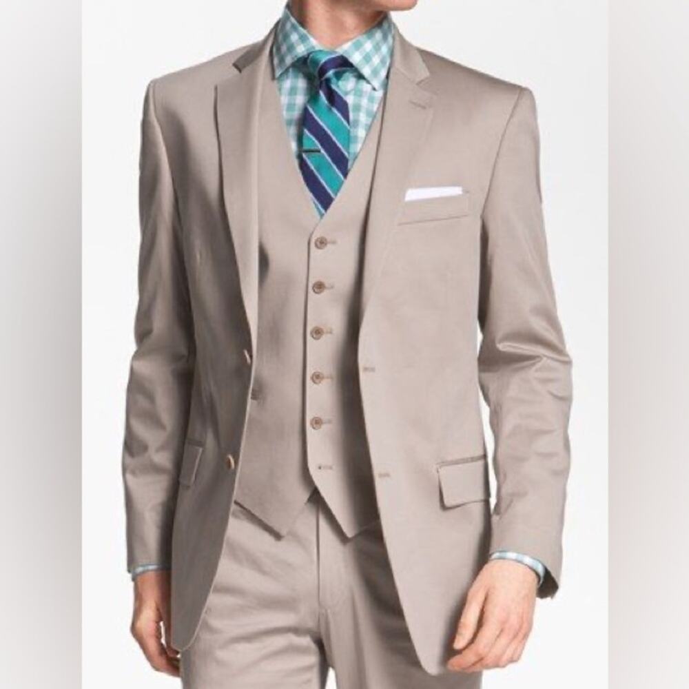 John Varvatos Star USA Loft Trim Fit Sport Coat Double Button Beige Size 40R